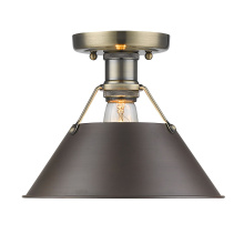 Golden 3306-FM AB-RBZ - Yep by Golden Lighting Orwell 1-light Flush Mount in Aged Brass and Rubbed Bronze shade